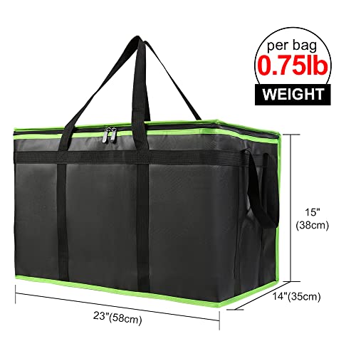 Bodaon 4-Pack Cooler Insulated Food Delivery Bag, Rideshare Delivery Bag, XXX-Large Thermal Bags for Catering/Hot Pizza, Travel/Camping/Picnic/Grocery Reusable Warmer Frozen, Black-Green Edge - color: Black-green Edge, size: XXX-Large