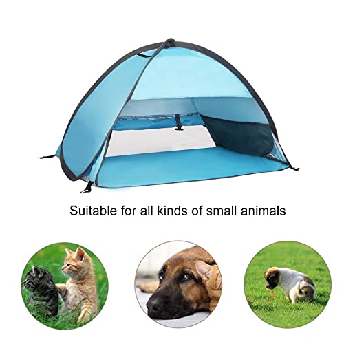 Pop Up Dog Beach Tent,Mini Head Tent,can be Fixed Small Dog Beach Sun Shelters Tent,shelter for cat,Waterproof and Breathable Mobile Phone Stand with Nails - color: Sky Blue-Breathable-27.5in