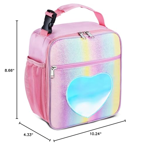 Insulated Lunch Bag, Leakproof Portable Lunch Box for Women Men Boys Girls, Large Capacity Cooler Bag for Office School Camping Hiking Outdoor Beach Picnic (Rainbow Pink) - color: Rainbow Pink