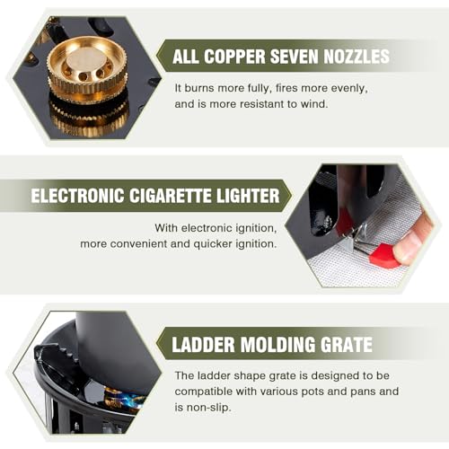 Bestfire Propane Burner, 72,000 BTU Single Burner Gas Stove for Outdoor Cooking, Windproof Camping Stove with Piezo Ignition, Extended Hose & 3 Adapters, Portable with Carrying Bag