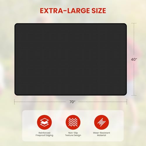 70x40 Inch Large Under Grill Mats for Outdoor Grill, Double-Sided Fireproof Oil-Proof BBQ Mat, Protector Mat for Deck, Patio and Lawn - size: 70"L x 40"W
