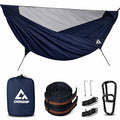 Camping Hammock with Mosquito Net, 2 Person Hammock Bug Net, Portable, Parachute Nylon for Outdoor, Camping, Hiking, Backpacking, Backyard, Beach, Travel (Hold Up to 500lbs) (Midnight Blue) - color: Midnight Blue