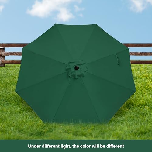 HealSmart 9ft Patio Umbrella with Push Button Tilt/Crank, Outdoor Table Market Yard Umbrella with 8 Sturdy Ribs for Garden, Backyard, Deck, Pool, Green - color: Green, size: 9FT