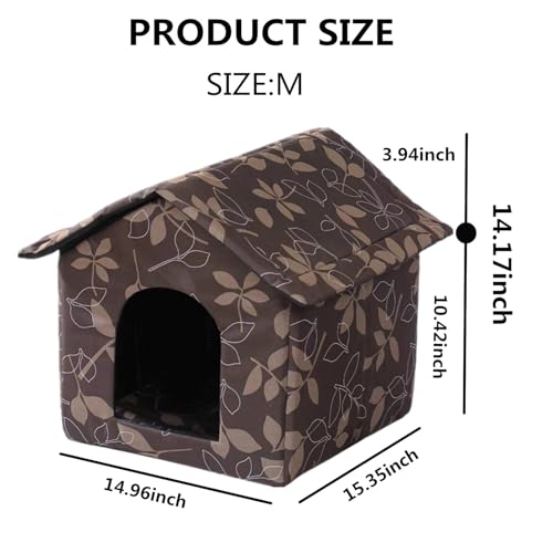 Outdoor Cat House Cat House for Outdoor and Indoor Use - Waterproof Shelter for Cats, Dogs, and Feral Animals (Brown, Medium) - color: brown, size: Medium