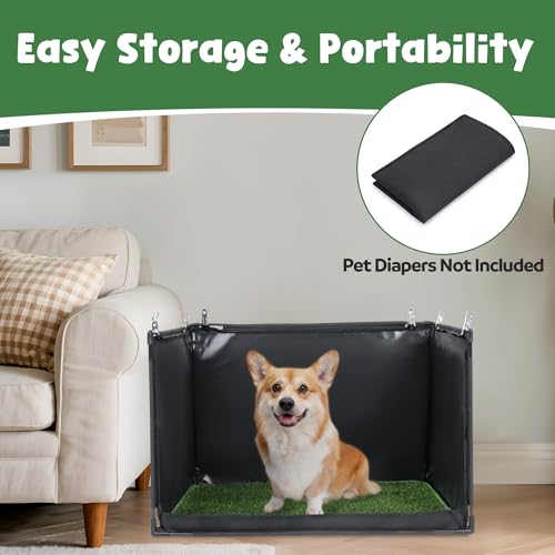 MABOZOO Dog Pee Pad Holder with Artificial Grass, 25 * 21 * 15.7 in Foldable Indoor Dog Potty Tray with Hemmed Edge, No Spill Pee Pad Holder Tray Puppy Litter Box for Dogs - size: Medium