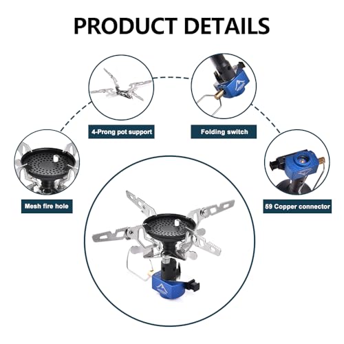 Widesea Backpacking Stove 3300W Camping Stove Portable Gas Burner with Iginitor Mini Ultralight Hiking Gear Outdoor Equipment - style: IGNITION STOVE