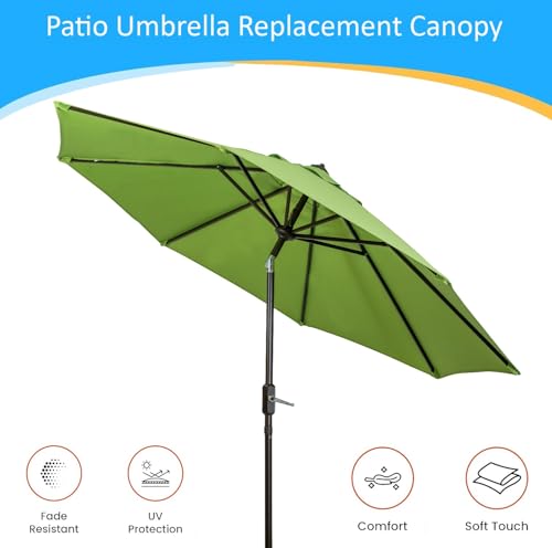 9ft Market Patio Umbrella Canopy - 8 Ribs Canopy Replacement - UV Protective UPF 50+ and Fade Resistant Patio Canopy - Wind Vent Replacement Canopy Cover (Canopy Only) (Purple) - color: Lime