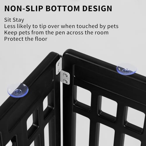 Pet Playpen Foldable Gate for Dogs Heavy Plastic Puppy Exercise Pen Small Pets Fence Puppies Folding Cage 4 Panels for Puppies and Small Dogs House Black (33.5x33.5 Inches) - color: Black, style: Black 4*panel