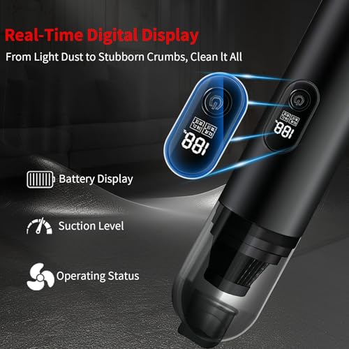 Handheld Car Vacuum Portable Cordless, 2 in 1 Handheld Vacuum Cleaner 18000PA High Power Air Blower,2 Speed Mini Hand Held Vacuum Rechargeable for Home, Car, Office, Pet Hair - color: Black