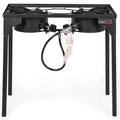 OuterMust 2 Burner Propane Gas Stove with 0-3 PSI Adjustable Regulator and Removable Legs Gas Burners for Cooking Perfect for Home Brewing, Seafood Boil and Camping - size: Dual Burner - Standard