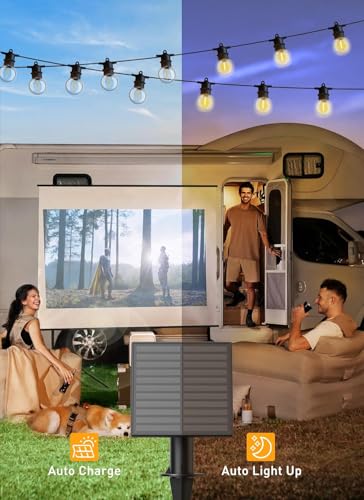 Brightown 34FT Outdoor Solar String Lights - LED G40 Pro Patio Energy Saving with 11 Shatterproof Bulbs, 3 Light Modes Waterproof Hanging Lights for Outside Garden Backyard Decor - Last for 20Hrs+ - size: 34ft 11led