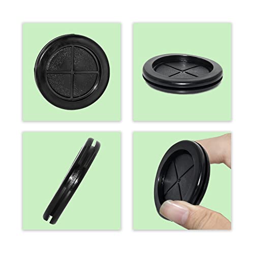 Flyshop 4-Pack Round Rubber Hole Plugs, 42 mm 1-5/8" Drill Hole, 35 mm 1-3/8" ID, Black Double-Sided Synthetic Rubber Grommets Wire Protection - size: 1-21/32" (Drill Hole Size)