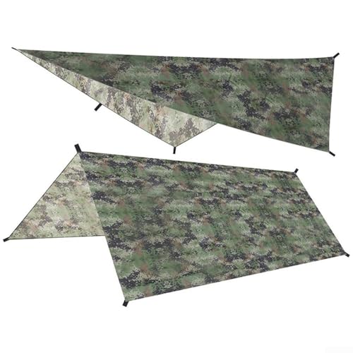 Tent Tarp Waterproof Sun Shade Shelter 210T Polyester Rain Fly with 6 Tie Points for Camping Hiking Picnic Beach for Hammock-Awning Cover, 100X145cm(Camouflage)