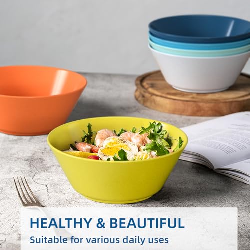 Homestockplus 50 Oz Wheat Straw Bowls Set of 6 - Unbreakable, Stackable & Microwave Safe, Multicolor Large Cereal Bowls for Oatmeal, Soup, Ramen, Salad, Popcorn, etc. Safe for Kids & Family - color: Multicolor, size: 50 oz