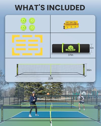 Bltend Portable Pickleball Net Set, 22FT Regulation Size Pickle Ball Net with Ball Collector, Court Marker and Tape Measure, Pickle Ball Net Set System for Indoor Outdoor Driveway Garages Backyard