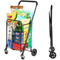 Foldable Shopping Cart with 360° Wheels, Collapsible & Lightweight Utility Cart for Groceries, Laundry, Travel, All-Purpose Rolling Trolley with Comfort Grip (Black, Small) - size: Small - Basic