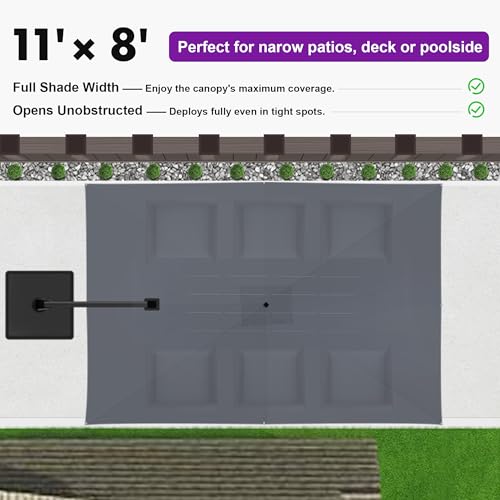 PURPLE LEAF 11' X 8' Left-right Tilting Patio Umbrella Outdoor Cantilever Swivel Rectangle Umbrella with Tilt Aluminum Offset Umbrella with 360-degree Rotation for Garden Deck Pool Patio Light Grey - color: Light Grey, size: 11.5' X 8.2', style: Left-righ