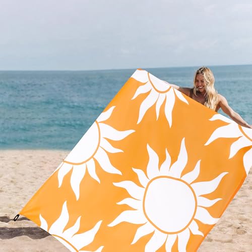 Large Beach Blanket Waterproof Sandproof, 9×10 FT Beach Mat Sand Free for 2-8 Adult with Stakes and Sand Pocket, Foldable Picnic Blankets for Outdoor, Camping Hiking, Vacation Essentials-Boho Sun Rise - color: Blanket Sunrise, size: 9x10 FT (1～8 person)