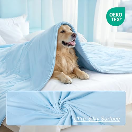 Luciphia Premium Cooling Dog Blanket Washable Q-MAX>0.5 Small Medium Large Pet Mat Puppy Cat Self-Cooling Soft Breathable Calming Throw for Sofa Crate Bed (Light Blue,40x60 inches) - color: Light Blue, size: 40x60 inches