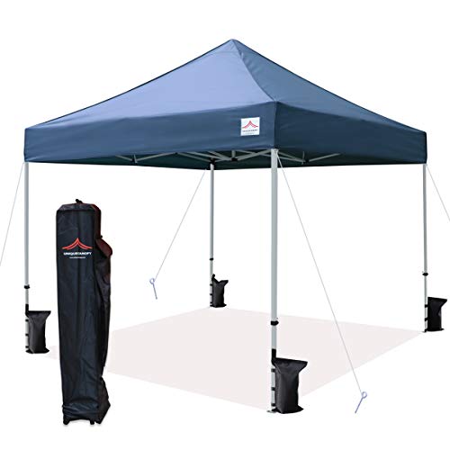 10'x10' Pop Up Canopy Tent Commercial Instant Shelter with Heavy Duty Roller Bag, 4 Canopy Sand Bags, 10x10 FT Navy Blue - color: Navy Blue