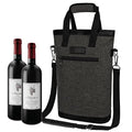 opux Two Bottle Wine Bag Carrier Tote, Insulated Leakproof 2 Bottle Wine Cooler Bag for Travel BYOB Picnic, Portable Wine Case, Gift for Men Women Wine Lover Birthday Party Christmas, Charcoal Gray - color: Charcoal Gray