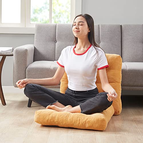 Degrees of Comfort Meditation Floor Pillow, Square Large Pillows Seating for Adults, Tufted Corduroy Cushion for Living Room Tatami, Orange Yellow 22x22 Inch - color: Square | Orange Yellow | 1 Pack, size: 1 Pack