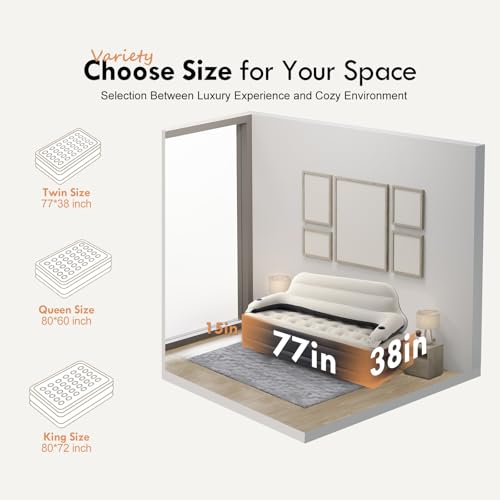 DIMAR GARDEN Twin Size Air Sofa Bed Mattress with Headboard and Pump,Blow Up Couch Inflatable Bed - size: Twin L