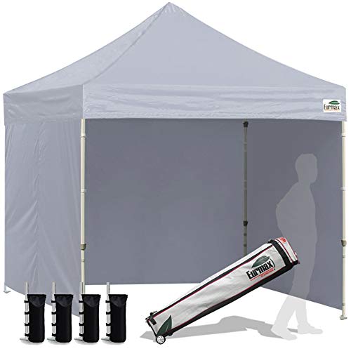 Eurmax USA 8x8 Pop Up Canopy Tent,Commercial Tent with Patented No-Tip Rolling Bag,4 Zippered Removable Walls,UV & Water Resistant Canopy Top,Heavy Duty Outdoor Gazebo,Instant Shelter(Gray) - color: Gray, size: 8x8