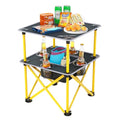 Folding Camping Table with 4 Cup Holders, Lightweight Portable Beach Outdoor Picnic Table, Square Camp Table with Built-in Food Basket Travel Bag for BBQ, Camping, Tailgate - color: Black