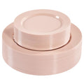 Fijinhom 100PCS Pink Disposable Plates for 50 Guests Including 50PCS 10" Dinner Plates & 50PCS 7" Dessert Plates, Pink - color: Pink, size: 50 Guests-100pcs