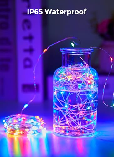 Minetom Solar String Lights for Outside, 33Ft 100 LED Outdoor Solar Fairy Lights, 8 Modes Balcony Lights for Tree Patio Christmas Party Wedding Decor (Multicolor) - color: Multicolor, size: 1 Pack