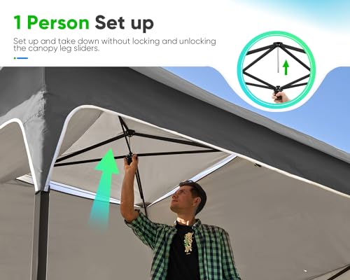Quictent 12'x12' Pop up Gazebo Canopy Tent, One Person Set up Portable Instant Folding Shelter, Outdoor Canopy Tent with Extra Shade for Backyard, Patio, Party - color: Gray, size: 12x12