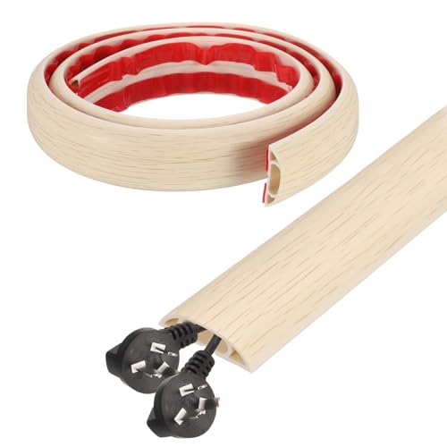 HARFINGTON 4ft Cord Cover Floor W0.6 x H0.33 Inner Channel PVC Hide Extension Cable Floor Wire Hider Wire Covers Protector for Prevent Cable Trips Cables Management, Wood Beige - color: Wood Beige, size: 4ft