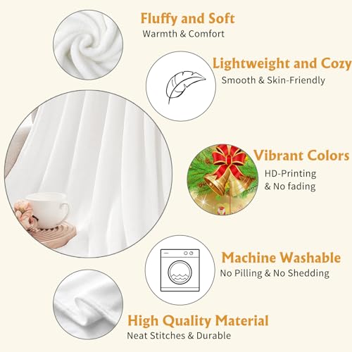 YeeJu Christmas Decorative Throw Blanket Gold Christmas Stockings Throw Blanket for Couch Sofa Bed Soft Cozy Lightweight Fuzzy Plush Fleece Blankets and Throws Xmas Winter Holiday Blanket 50x60 - color: Chrsitmas-23, size: 50"x60"