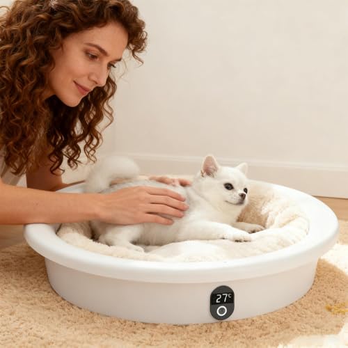 Constant-Temp Dog Pad - Smart Heating Mat, Cooling Function with 33lb Capacity, Pressure-Activated Electric with Auto Control, Small Medium Breed Ready, Winter Comfort for Puppy Bedroom