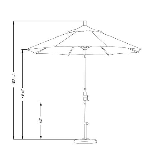 California Umbrella 9' Round Aluminum Patio Umbrella, Crank Lift, Collar Tilt, Bronze Pole, Lemon Olefin - color: Lemon