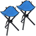 2 PCS Travel Folding Camping Stool, 17 Inch Folding Outdoor Tripod Seats, Portable Camping Stool with Adjustable Carry Strap, 3 Legged Fishing Chair for Hiking, Mountaineering, Picnic, Beach, Lawn - color: Blue