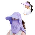 Outdoor UPF 50+ UV Sun Protection Waterproof Breathable Face Neck Flap Cover Folding Sun Hat for Men/Women - color: Purple