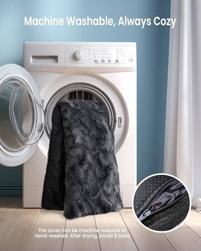 Calming Extra Large Dog Bed for Couch, 45 x 37 inch Removable Couch Cover for Dogs Washable, Non-Slip Fluffy Plush Dog Sofa Mat for Furniture Protector - Dark Grey - color: Dark Grey, size: X-Large
