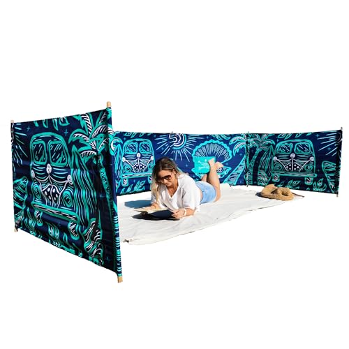 Premium 20 ft Beach Windscreen, Privacy Screen, Wind Blocker Free Rubber Mallet and Carry Bag Included (Beach Bus) - color: Beach Bus