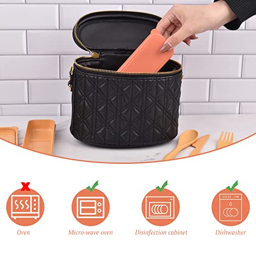 2 Sets Reusable Utensil Set with Case, Portable Camping Fork Knife Spoon Set, Wheat Straw Travel Utensils for Lunch Box, for School Work Lunch or Daily Use (Yellow, Orange) - color: Yellow, Orange