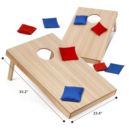 Nova Microdermabrasion 4x2Ft or 3x2Ft Solid Wood Cornhole Game Board with 8 Bean Bags and Carrying Case for Outdoor Yard Beach Lawn Party Backyard - style: Classic Size 3x2ft
