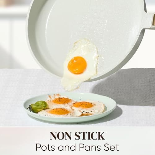 CAROTE Ceramic Cookware Set Nonstick, 14pcs Pots and Pans Set Nonstick, Non-Toxic & PFAS-Free, Dishwasher, RV/Camping Cookware Set, Cooking Pots with Lids, Sage Green - color: Green