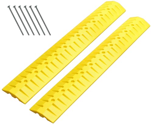 Electriduct 6 Foot Speed Bump HDPE Polyethylene Traffic Hump Vehicle Cable Ramp Cord Cover Hose Protector Includes Asphalt Mounting Hardware Safety Yellow (2 Pack), Length 144" - size: 6FT (2x)