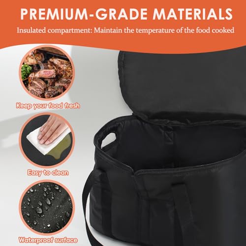 Portable Slow Cooker Travel Bag, Insulated Carrier Case for Most 4, 5, 6, 7, 8 Quart Crock, Internal Mesh Net Holds Pot in Place, Slow Cooker Carrier