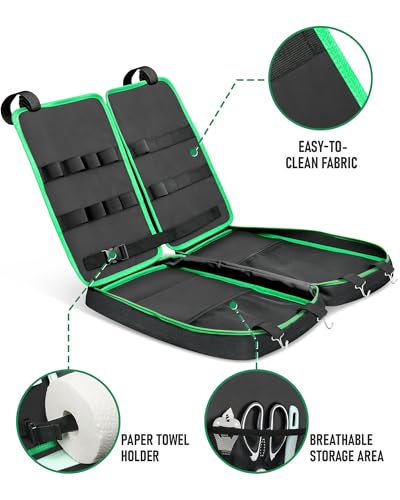 FANGSUN Camping Cooking Utensils, 16 PCS Portable Camping Kitchen Set with Grill Accessories, Camp Gifts for Men Dad, New Year‘s Presents for RV, Hiking, Picnic, Backpacking - color: Green-Only Bag