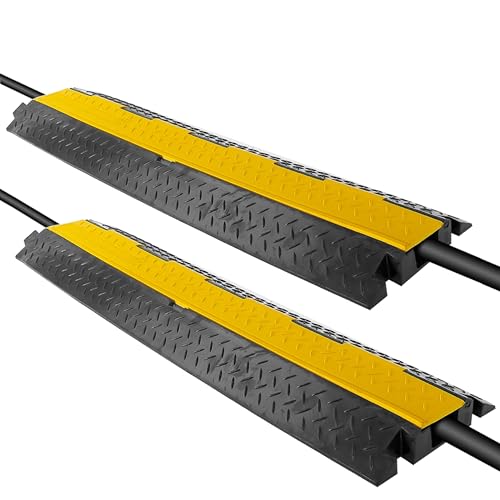 Pyle Durable 40” Cable Protector Ramp - Supports 33,000lbs, Three-Channel Heavy Duty Cord Cover with Interlocking System & Flip-Open Lid for Safe Concealment of Cords, Hoses & Wires Indoors/Outdoors - style: 2 Pack