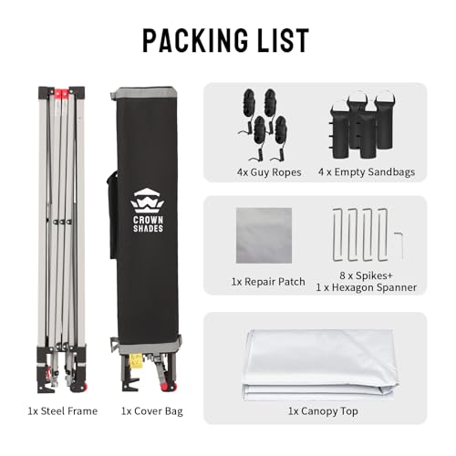 CROWN SHADES 12x12 Pop Up Canopy Outside Canopy, Patented One Push Tent Canopy with Wheeled Carry Bag, Bonus 8 Stakes and 4 Ropes, White - color: Grid White, size: 12x12