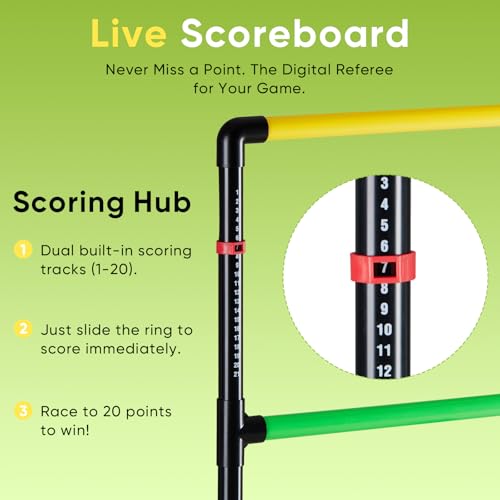 OLIXIS Ladder Ball, Golf Tossing Ball Set for Ladder Toss Game, Ladderball Outdoor Games for Lawn & Backyard for Adults & Kids, Complete with 6 Bolas, Scoreboards & Carry Bag - color: Black&green