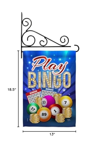 Play Bingo Garden Flag Set Wall Holder Interests Game Bunco Night Dice Poker Hobbies Leisure Activity Small Decorative Gift Yard House Banner Double-Sided Made In USA 13 X 18.5 - size: Garden Flag Set 13"x 18.5" w/ Wall Holder